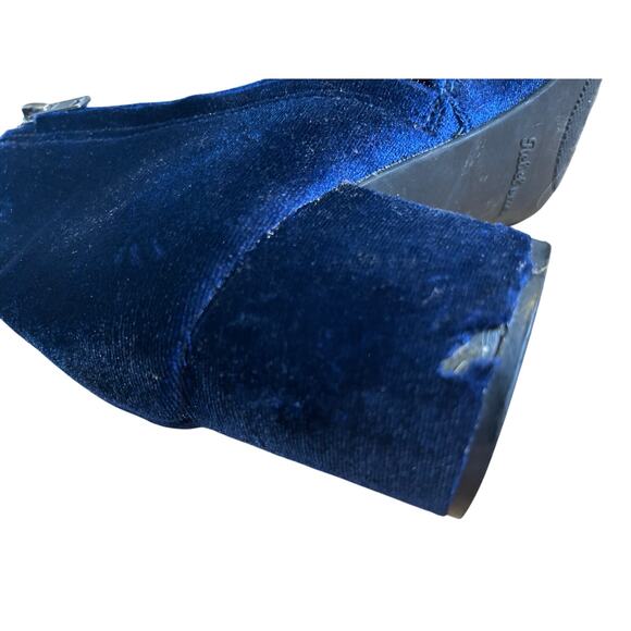 Rebel by Zigi Navy Velvet Ankle Booties Chunky Heel Y2K Size 8 - Picture 3 of 4